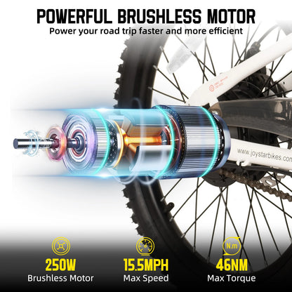 Electric Bike for Kids Teens Ages 7+ with 250W Motor, 15 Miles 15MPH Electric Mountain Bicycle Safe Mini E Bikes