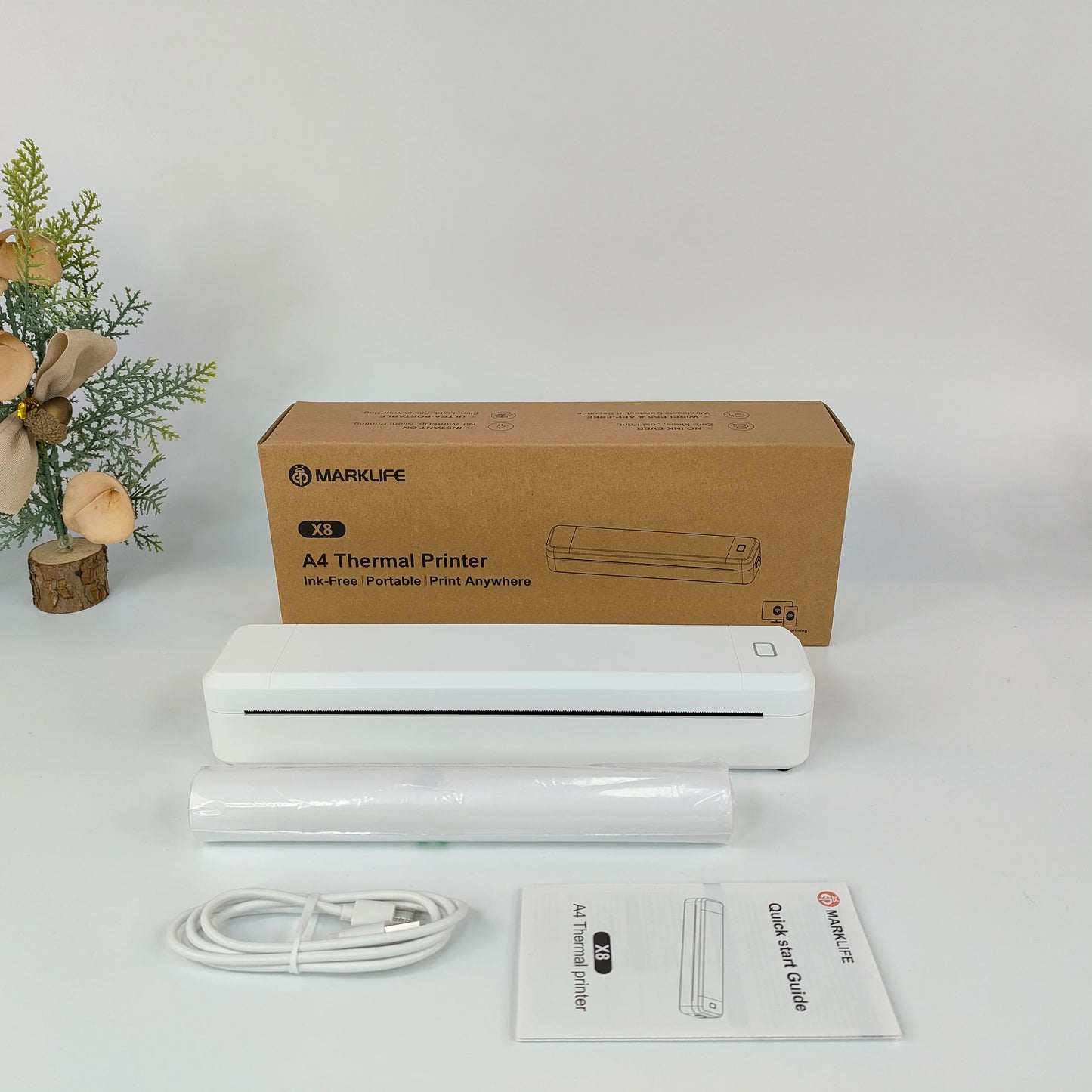 X8 Mini A4 Thermal Printer Bluetooth Photos PDF Document Printing Inkless Machine for Office Work Home School Travel