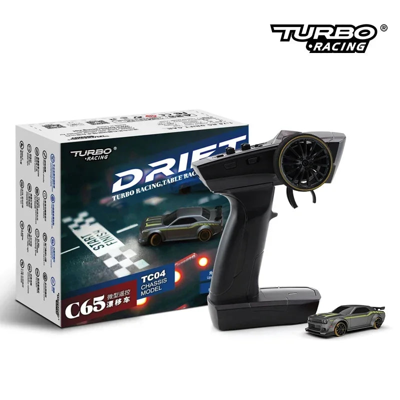 1:76 TURBO RACING C65 Built-In Gyroscope Drift Racing Full Scale Mini Remote Control Car Simulation Desktop RTR Desktop Toys