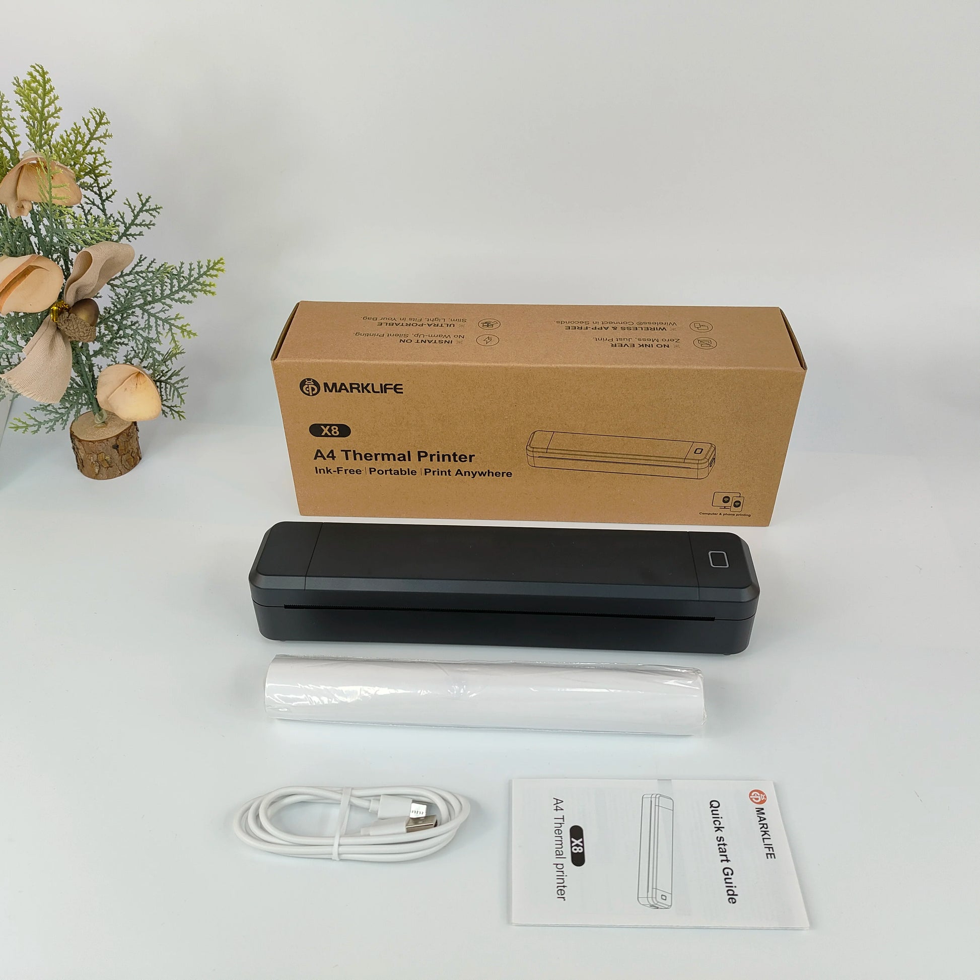 X8 Mini A4 Thermal Printer Bluetooth Photos PDF Document Printing Inkless Machine for Office Work Home School Travel