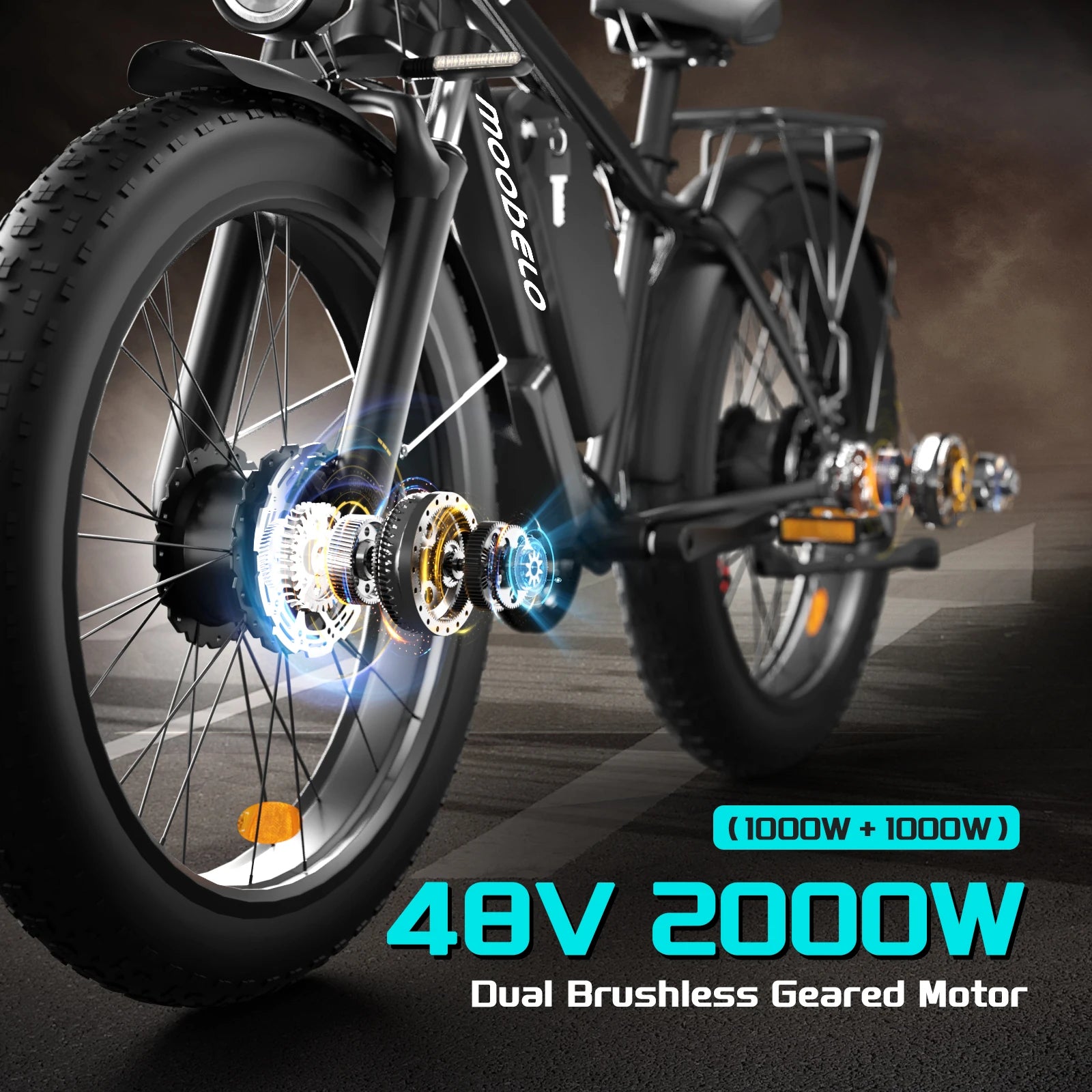 M1 48V 2000W Adult Electric Bike 22.4AH 26"Fat Tire Waterproof All-Terrain Ebike for Road/Snow/Beach 35Mph