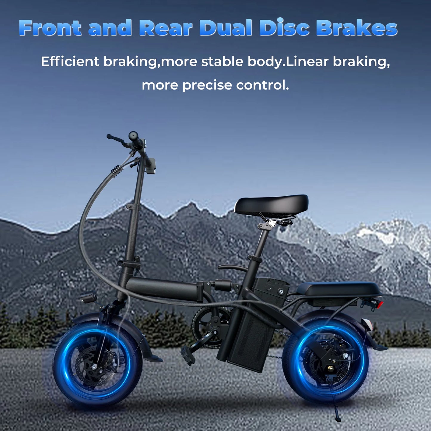 500W Adult Electric Bike, 20 MPH, 48V 10.4Ah Removable Battery, 14 Inch Folding Electric Bike, Multi-Shock Absorption