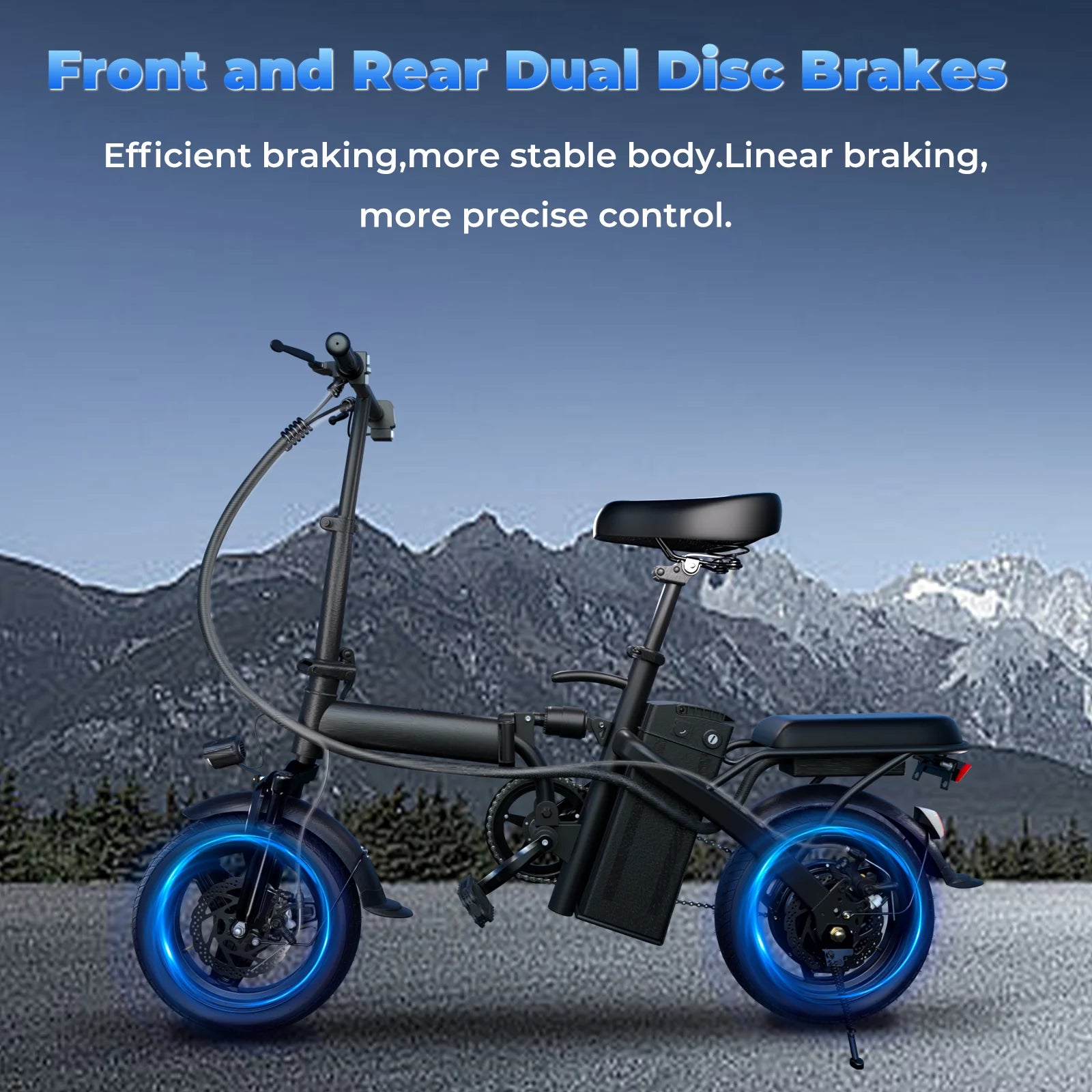 500W Adult Electric Bike, 20 MPH, 48V 10.4Ah Removable Battery, 14 Inch Folding Electric Bike, Multi-Shock Absorption