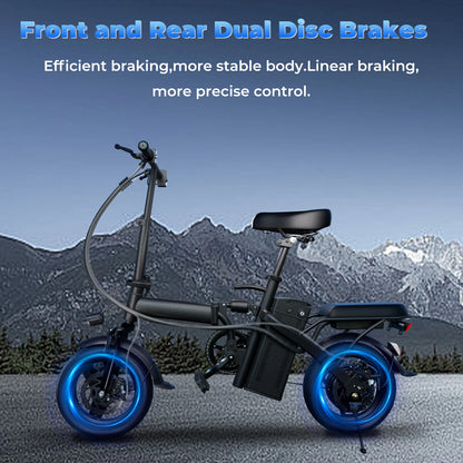 500W Adult Electric Bike, 20 MPH, 48V 10.4Ah Removable Battery, 14 Inch Folding Electric Bike, Multi-Shock Absorption