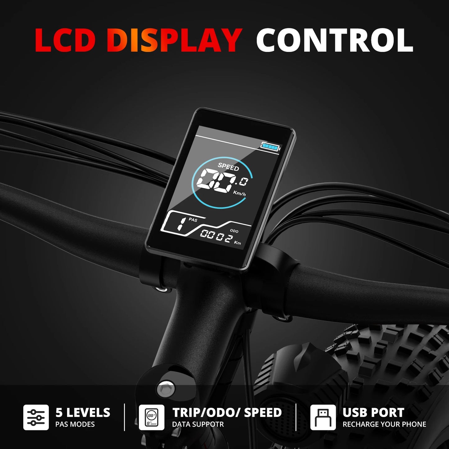 Electric Bike EB26 Adults Electric Bicycle Peak 1500W 48V 15AH E Bike 26" Fat Tire Mountain Bike 31Mph Electric Dirt Bike