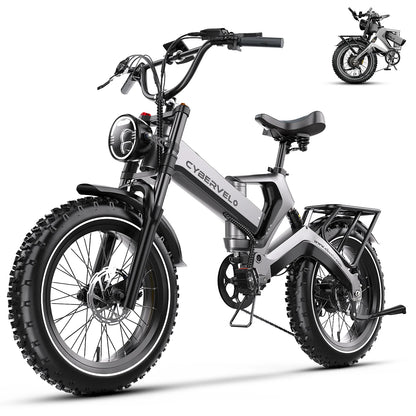 2000W Peak Folding Electric Bike for Adults, 30+MPH , 48V 25Ah Removable Battery, 20" Fat Tire E-Bike ,Off-Road EK6