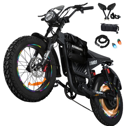 DM01 Moto Electric Bicycle 60V 30AH Battery 42 MPH Electric Bike E-Bike Adult for Electric Motorcycle【1 Year Warranty】