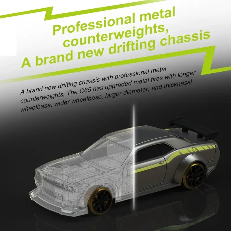 1:76 TURBO RACING C65 Built-In Gyroscope Drift Racing Full Scale Mini Remote Control Car Simulation Desktop RTR Desktop Toys