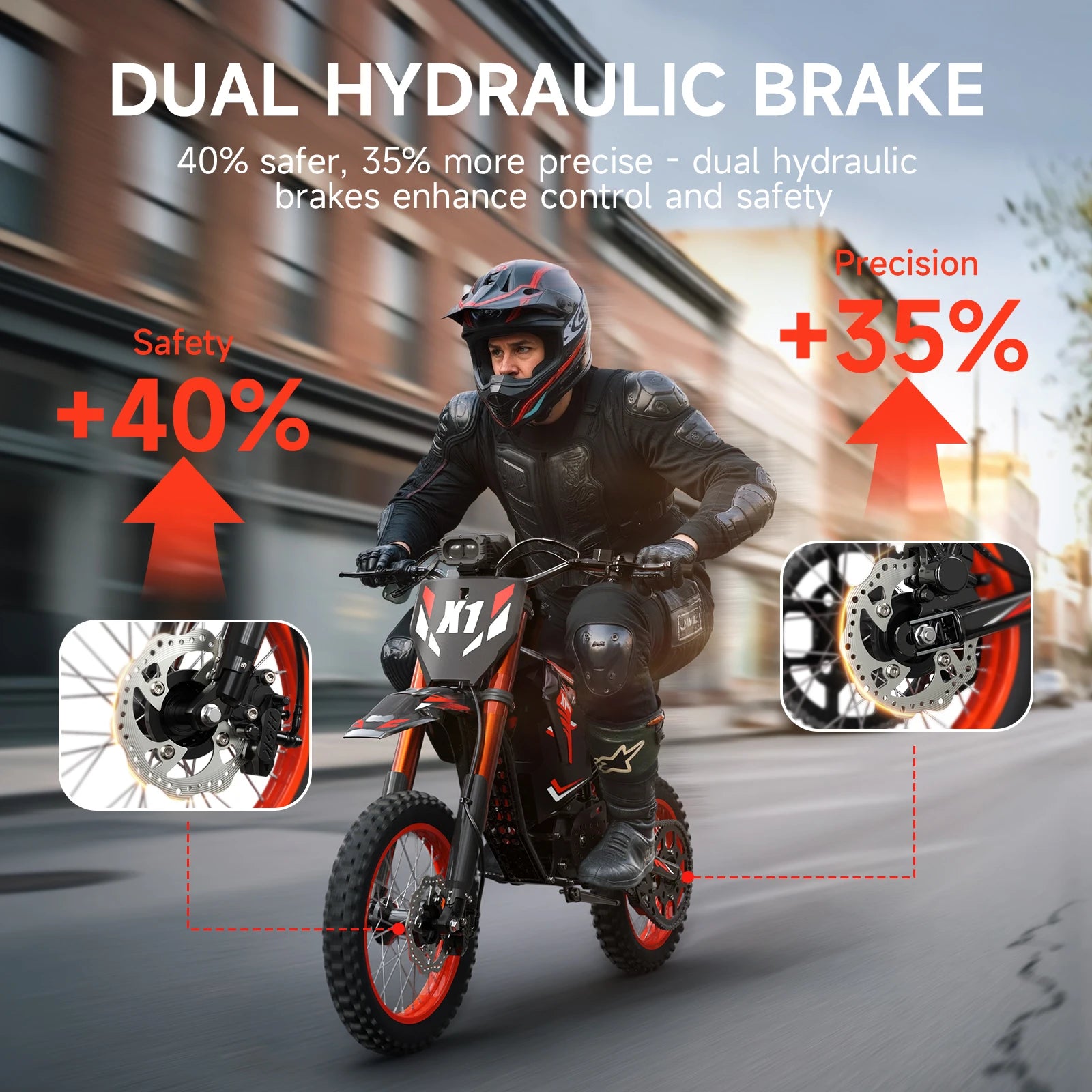 X1 Spark Electric Dirt Bike 4500W Peak 60V 28.8Ah 50MPH Electric Motorcycle 14/12" Fat Tire Mountain Off-Road E-Bike