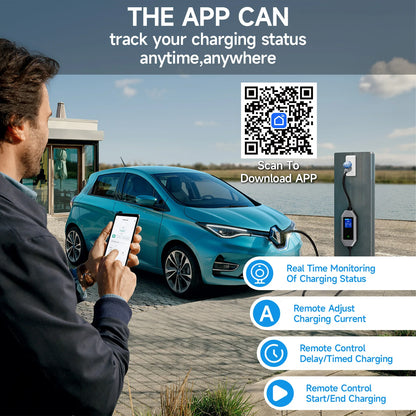 Power Up Your Drive: 7KW 32A Portable EV Charger with Smart WiFi Control for Type2/Type1 Electric Vehicles