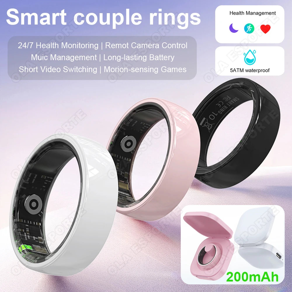 Revolutionary Smart Couple Ring: Bluetooth-Enabled Fitness Tracker with Heart Rate and Sleep Monitoring – Waterproof & Stylish!