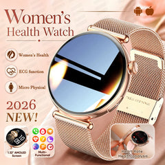 2026 New Women Health Smartwatch 1.32-Inch AMOLED Screen ECG Blood Pressure Body Fat Heart Rate Bluetooth Call Ladies Smartwatch