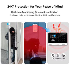 Alarm System for Home WIFI GSM Security Alarm Host Ant-Theft with Door Motion Sensor Tuya Smart App Control Work Alexa