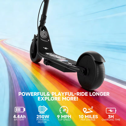 Electric Scooter for Kids - 9MPH & 10Mile Range, 250W Motor, 6.5" Solid Tires with App Control Folding Commuter E-Scooter UL2272
