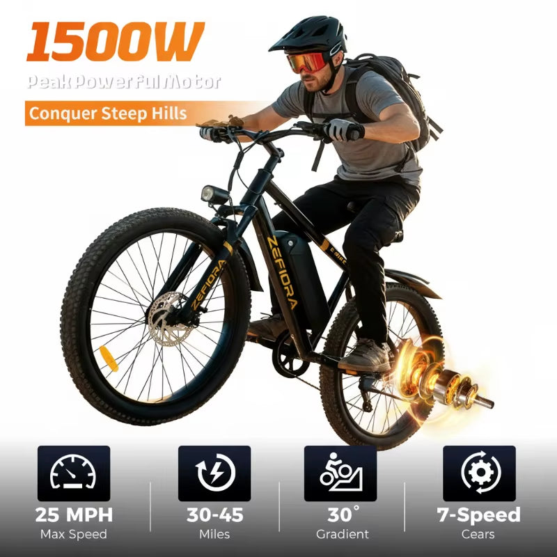1000W 2000W Ebike,48V Aluminum Alloy 26 Inch Electric Bicycle,For Both Men Women in Mountainous Areas Cycling Electric Bike