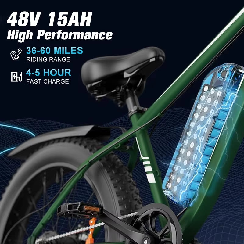 Wholesale off Road 26 Inch Fat Electric Electronic Pedal Assist Cross Trek Bike 1500W Import Bicycle from China