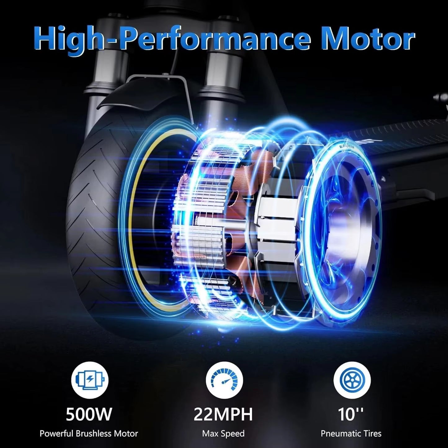 ESMAX Electric Scooter 500W 22Mph Adult APP Smart Scooter 28Miles Shock-Absorbing Anti-Skid Folding Electric Scooter