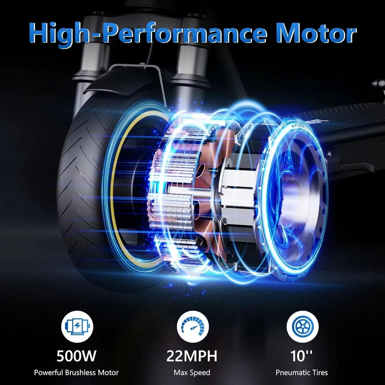 ESMAX Electric Scooter 500W 22Mph Adult APP Smart Scooter 28Miles Shock-Absorbing Anti-Skid Folding Electric Scooter