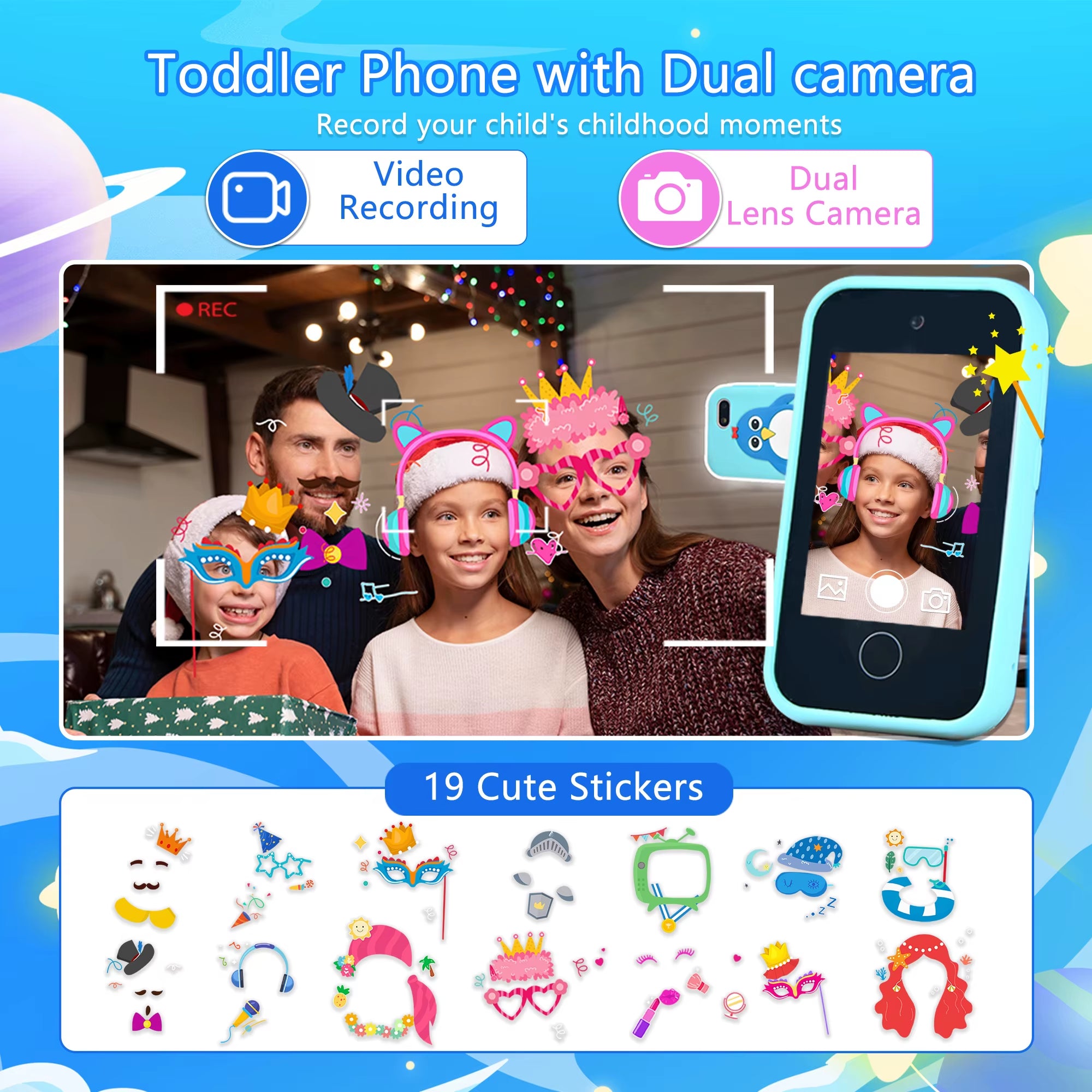 Children'S Mobile Phones,Camerastoys Music Playerspuzzle Games and Learning Modesaresuitableas Birthday Gifts for 3-10 Years Old