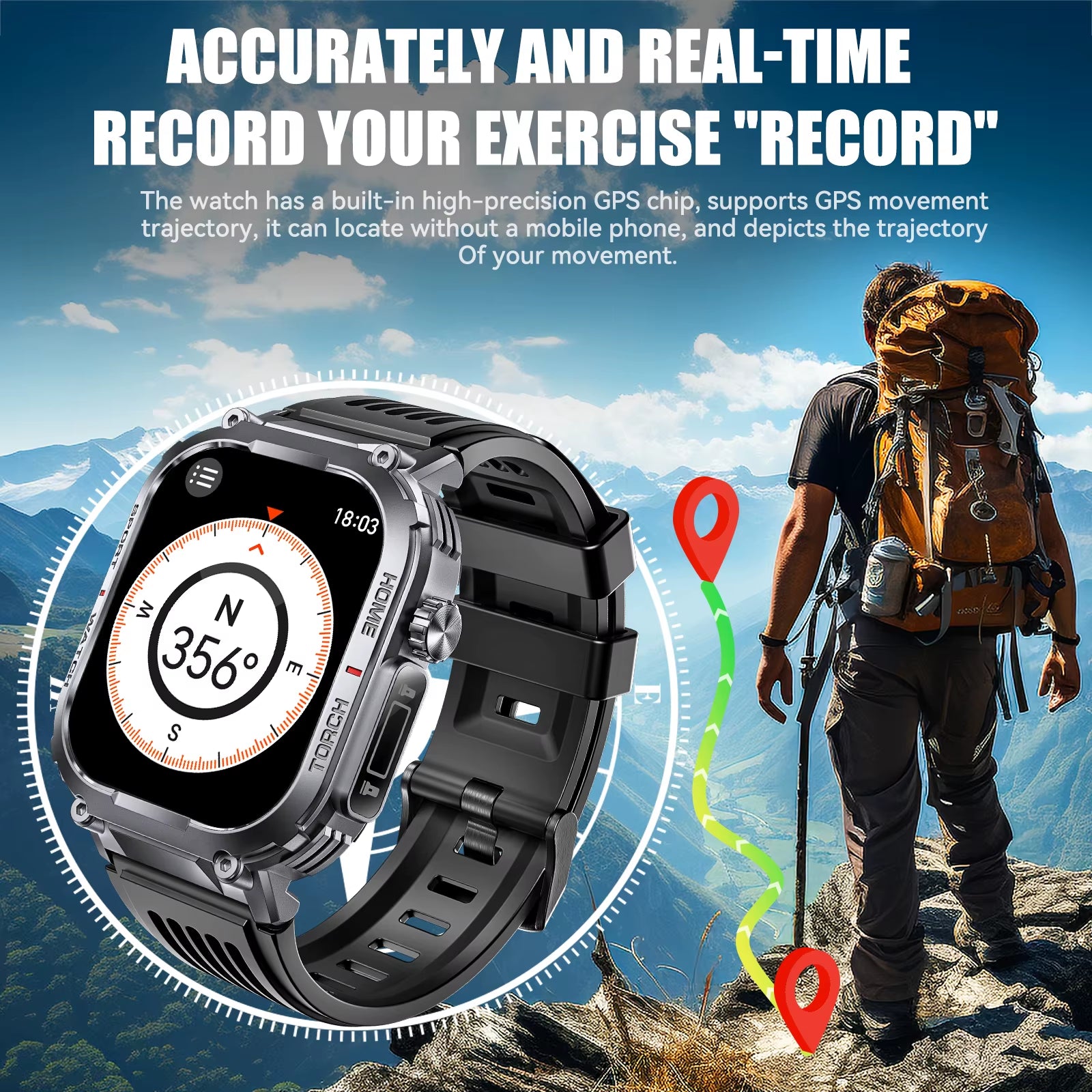 2024New Smart Watch Men 3ATM Waterproof 2.02"S320B with Compass and LED Flashlight Sports and Fitness Tracking Heart Rate