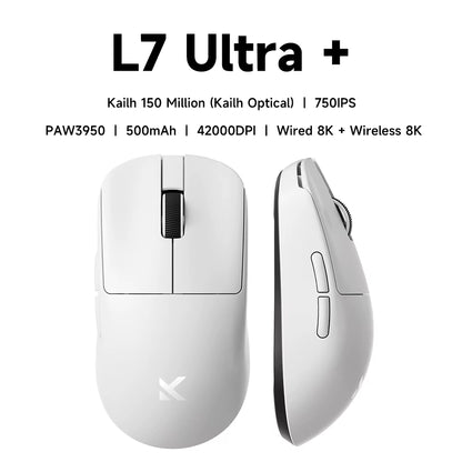 L7 Wireless Gaming Mouse L7 Ultra PAW3395 26K Sensor Dual 8K Polling 39G Ultra-Lightweight2.4Ghz Rf/Bt/Wired Tri-Mode