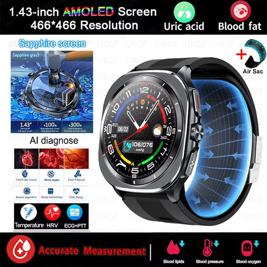 2026 New Health Track Smartwatch Air Pump Airbag True Blood Pressure Health Measure Smart Watch Men Women Blood Oxygen BT Call