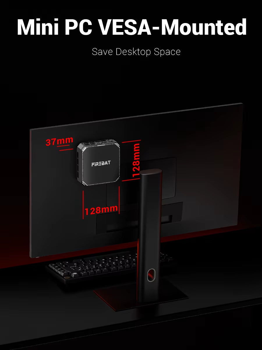 Firebat A6 Mini PC  R7 7735HS 8-Core 16-Thread Computer 16GB LPDDR5 RAM 512GB SSD Wifi 6 BT5.2 Mini PC 4K Desktop Computer