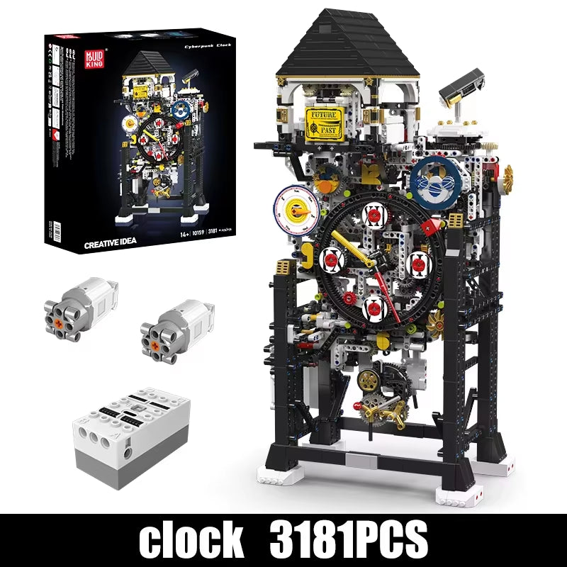 10159 Technical Clock Toys the Motorized Cyberpunk Clock Building Block Assembly Clock Brick Set Kids Christmas Gift
