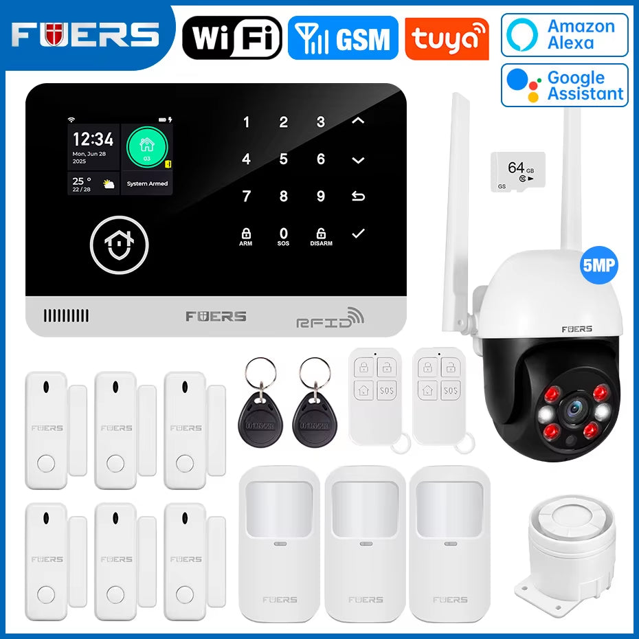 Alarm System for Home WIFI GSM Security Alarm Host Ant-Theft with Door Motion Sensor Tuya Smart App Control Work Alexa