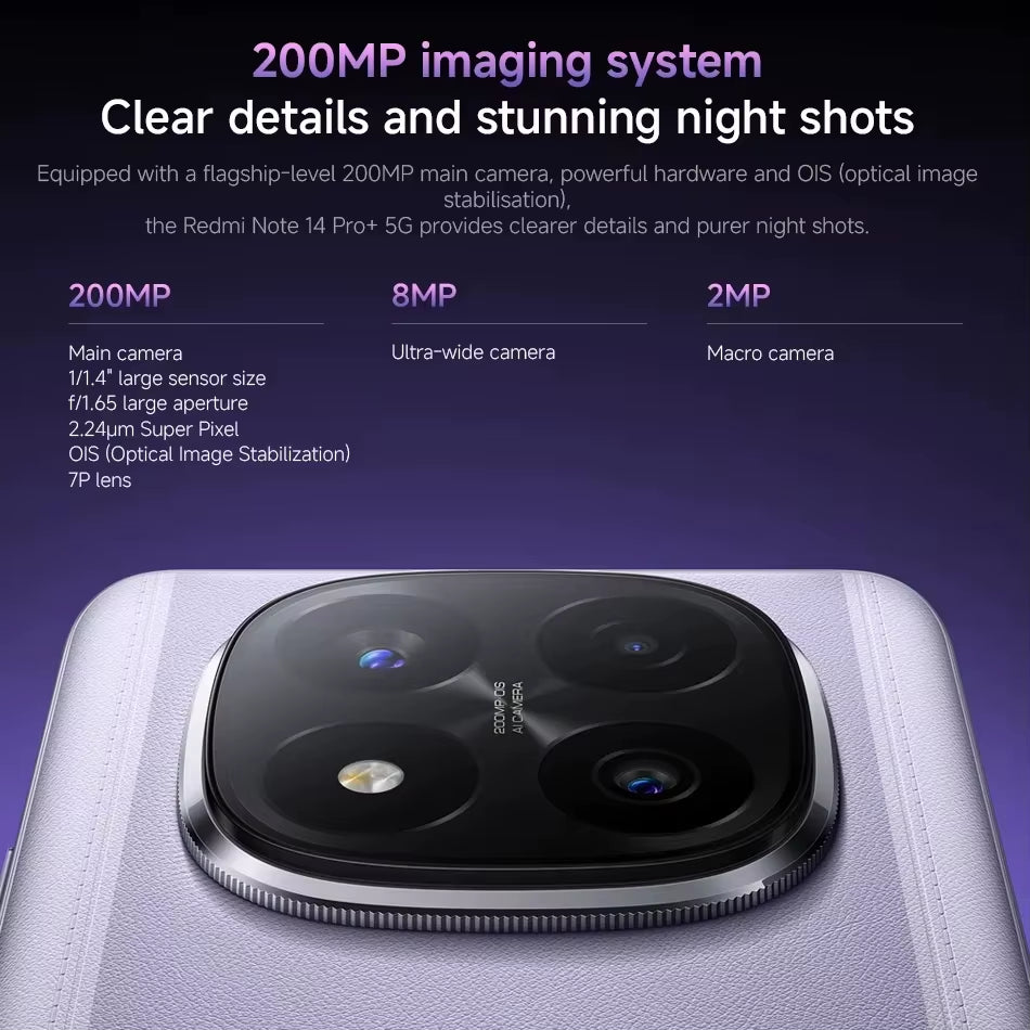 Redmi Note 14 Pro+ 5G 6.7" AMOLED 200MP Camera 120Hz Snapdragon 7S Gen 3 Global Version