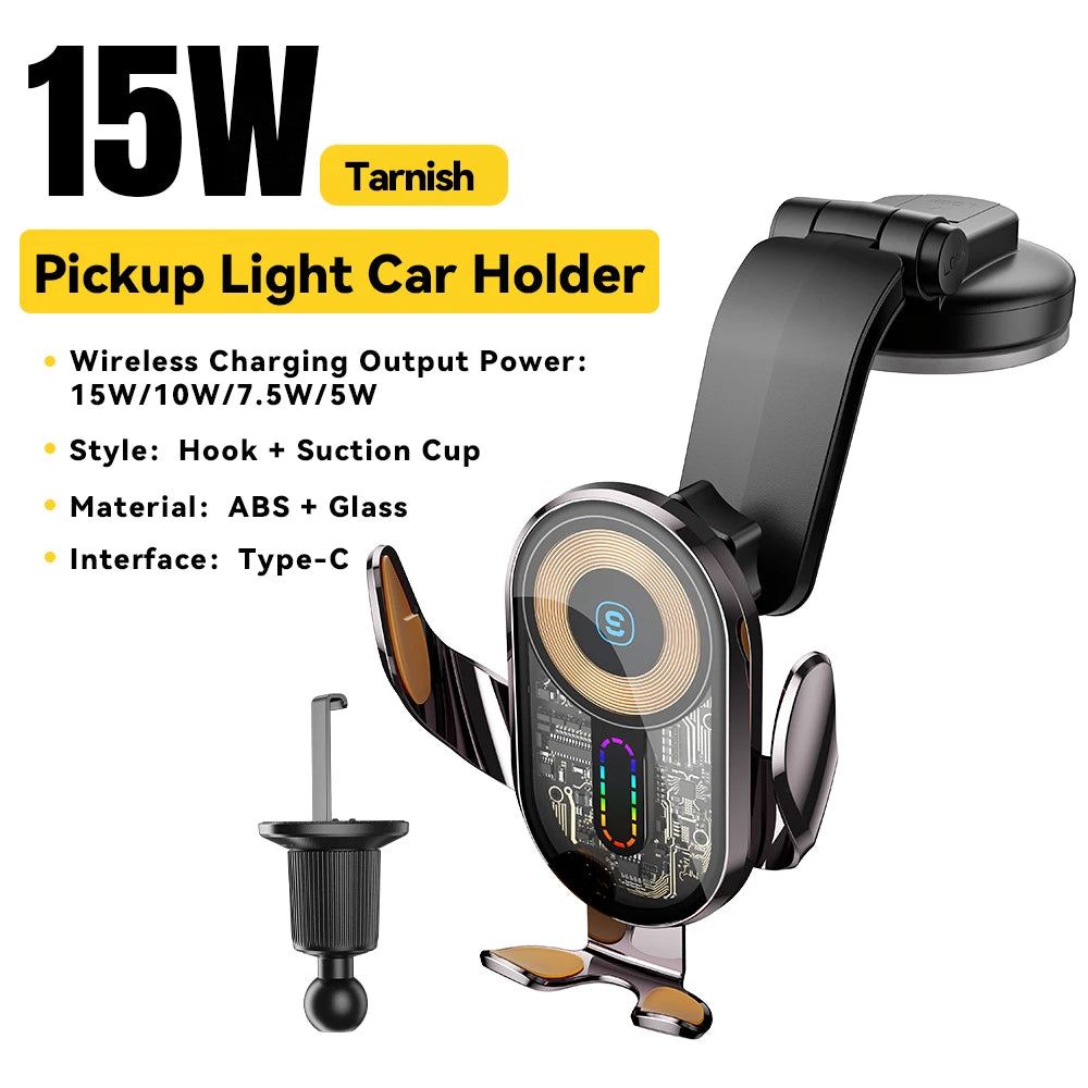Essager Car Wireless Charger Auto Mount Phone Holder Air Vent Stand Station for Iphone 15 14 13 Samsung Xiaomi 15W Fast Charging