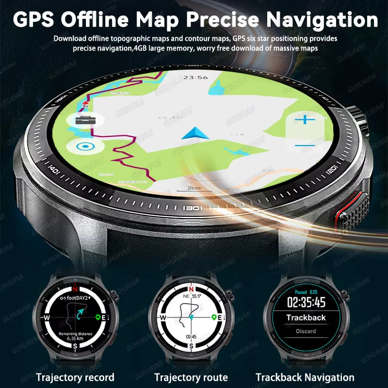 2026 New Military T-Rex3 GPS Map Navigation Smart Watch 4GB RAM Compass 1.43-Inch AMOLED Screen 3ATM Call Sports Smartwatch Men