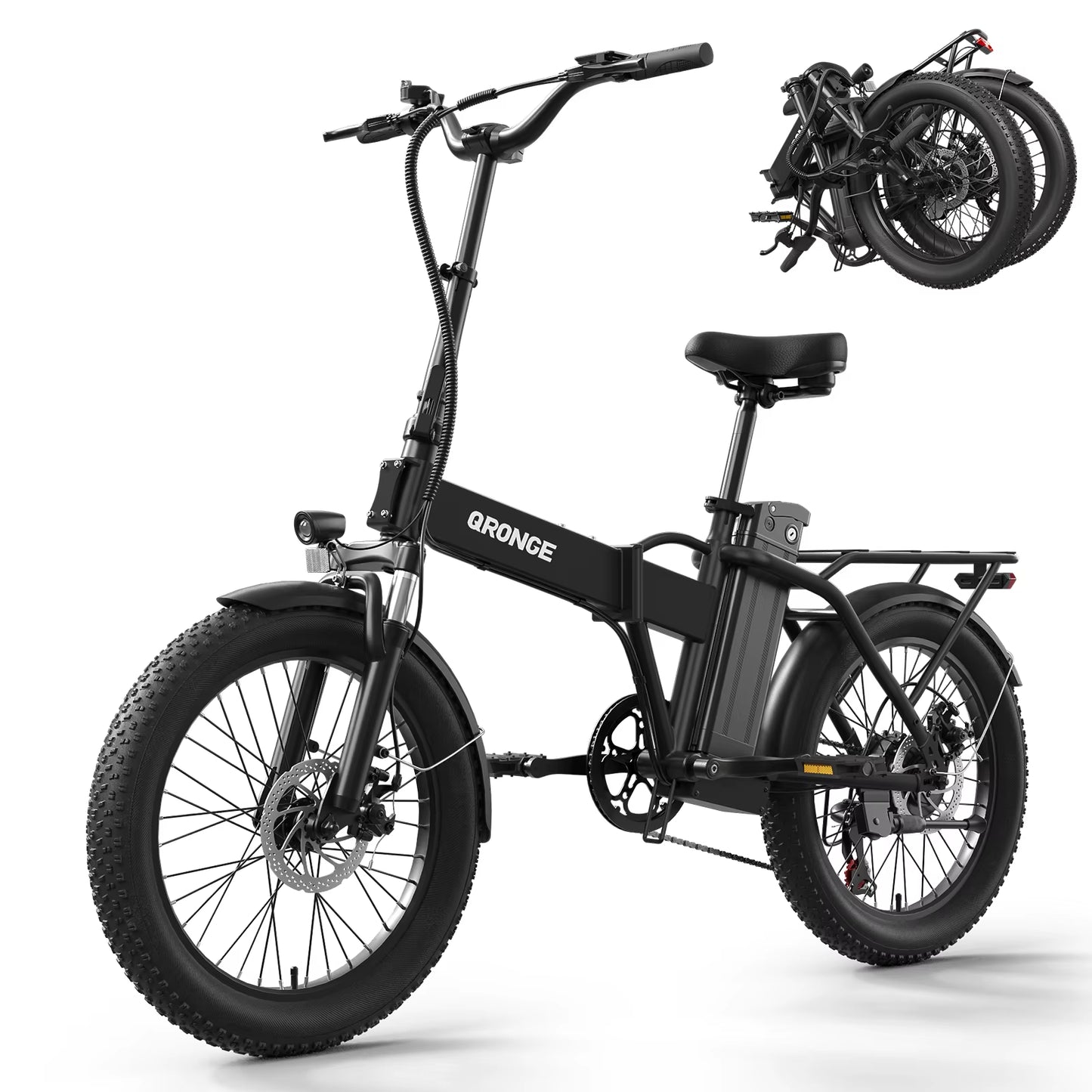 Waterfall Folding Electric Bike 1000W Peak 48V 13.5AH Removable Battery Electric Bicycle 20" Fat Tire 28 MPH Max E-Bike