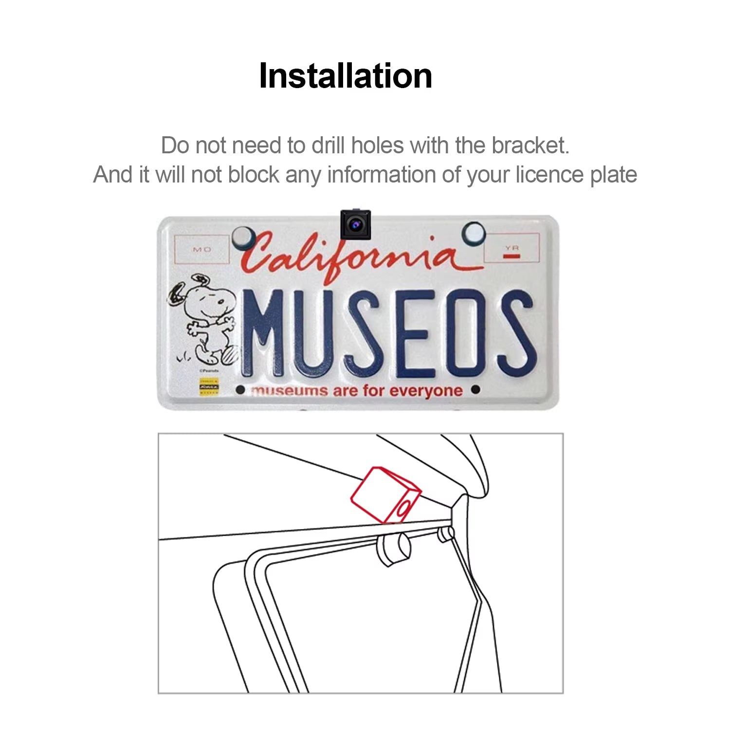 Car Camera Rear HD 720P Live Rear-View 180° Wide-Angle Surround-View Parking Night Vision Waterproof Car Rearview Camera