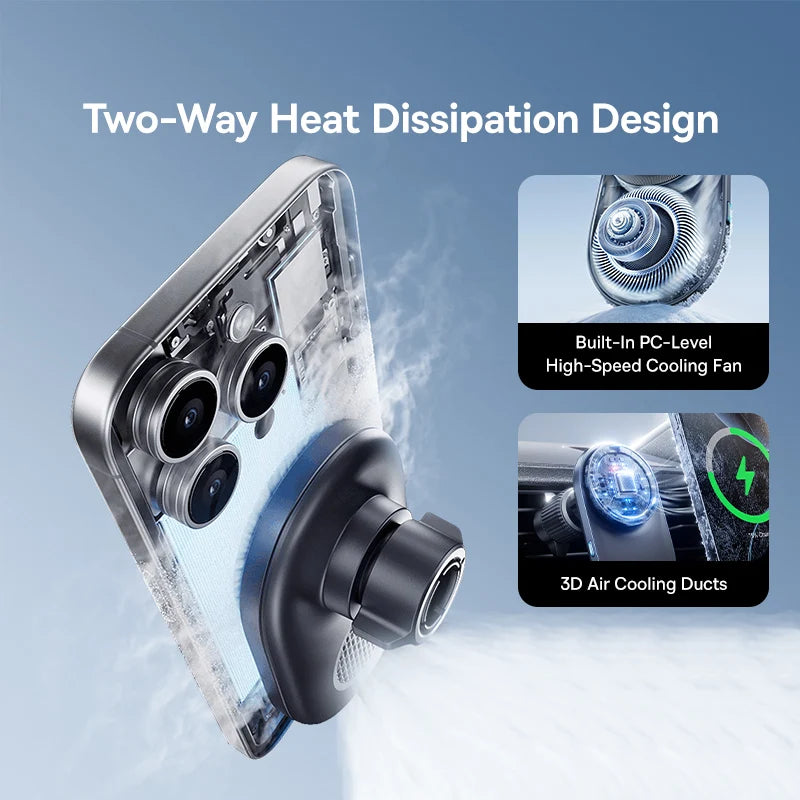 Baseus Qi2.2 25W Car Magnetic Wireless Charger for Iphone 17 16 15 Fast Charging for Samsung Xiaomi Car Phone Holder Cooling Fan