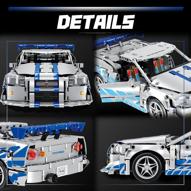 Technical MOC 42210 God of War GT -R34 Sports Car Building Blocks LED RC Kit 