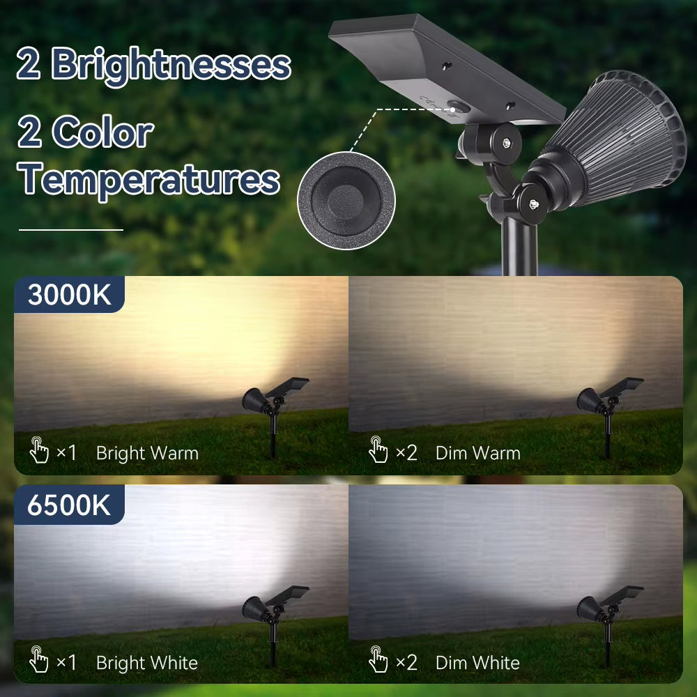 Outdoor Solar Spotlights Waterproof Tree Lighting Home Garden Solar Light Exterior Decor LED Lawn Spike Lamps for Courtyard Path