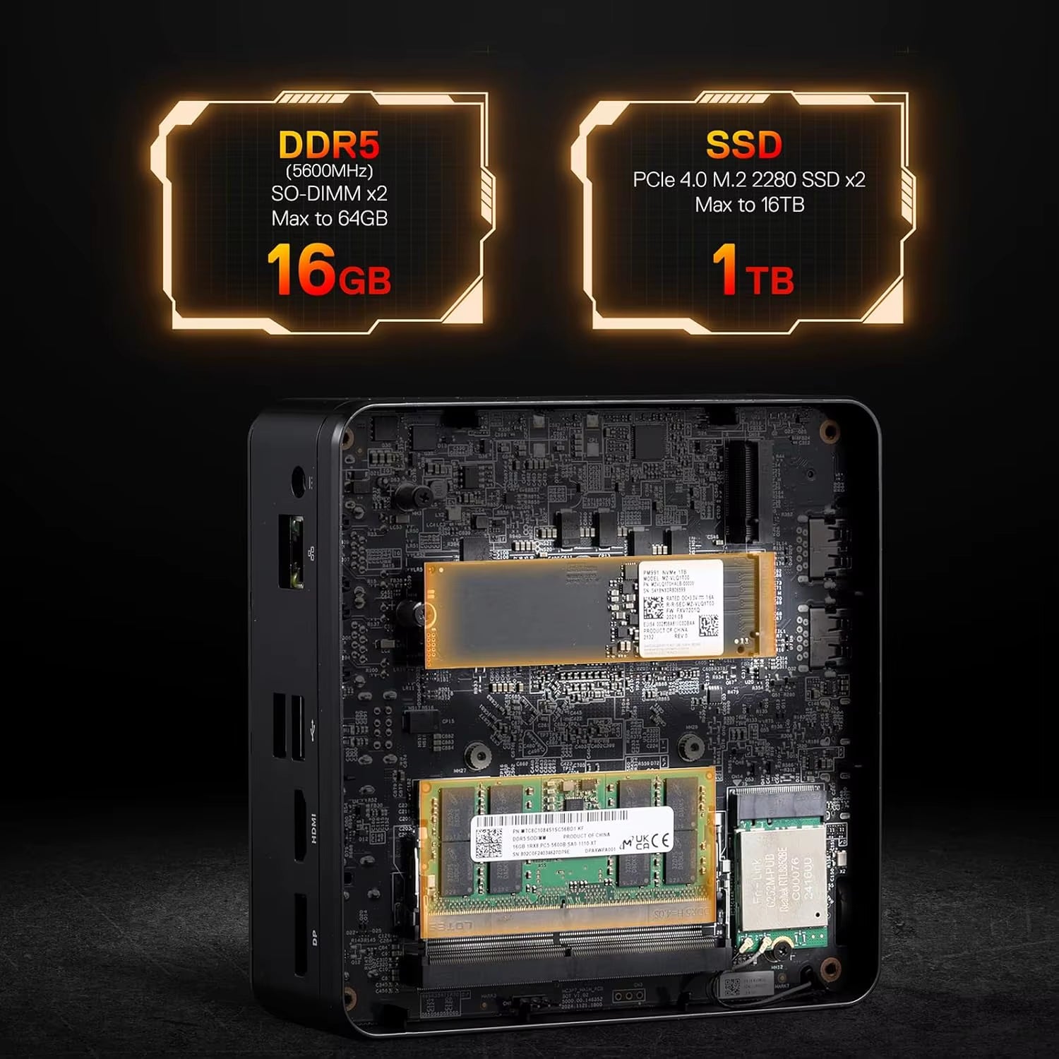 Redragon MPC745 Mini PC AI NPU  Ryzen 7 8845HS Processor(Max 5.1 Ghz), Mini Desktop Computer ,Radeon 780M Graphics & 16GB DDR