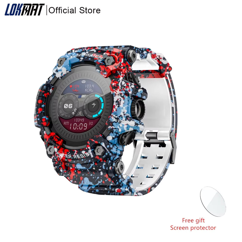 Rugged Sport Smart Watch ATTACK-GT Bluetooth Calls Colorful Waterproof Military Smartwatches with Flashlight for Phone