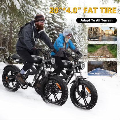 Electric Bike for Adults,1500W Peak,35Mph,48V 816Wh Battery,Max 75Miles Electric Motorcycle,20'' Fat Tire Dirt Bike,7-Speed Bike