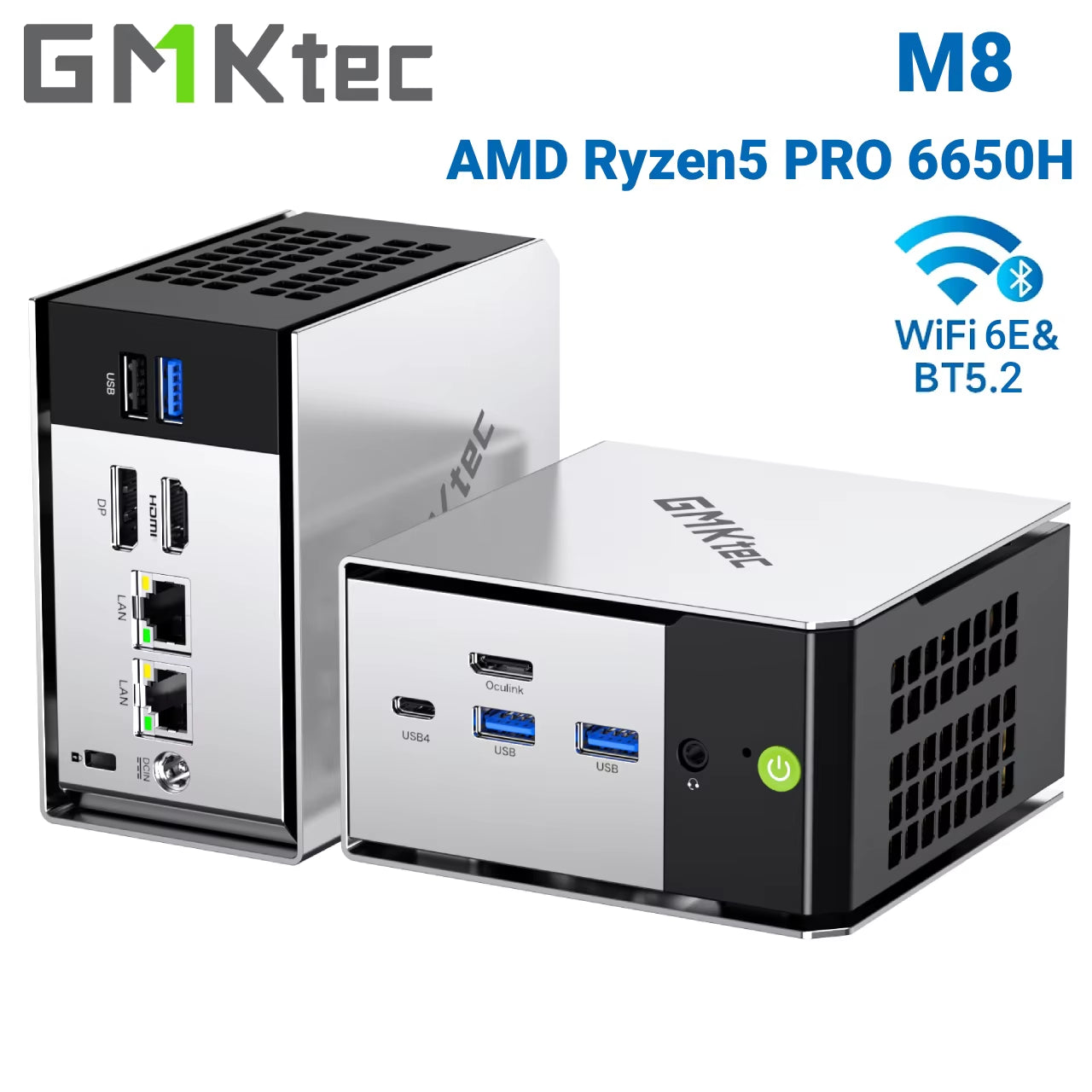 Gmktec M8 Mini PC  Ryzen 5 PRO 6650H 16GB RAM NO SSD NO OS Mini Desktop Computers Triple 4K Display, Wifi5.2,Bt6E, USB-C, DP