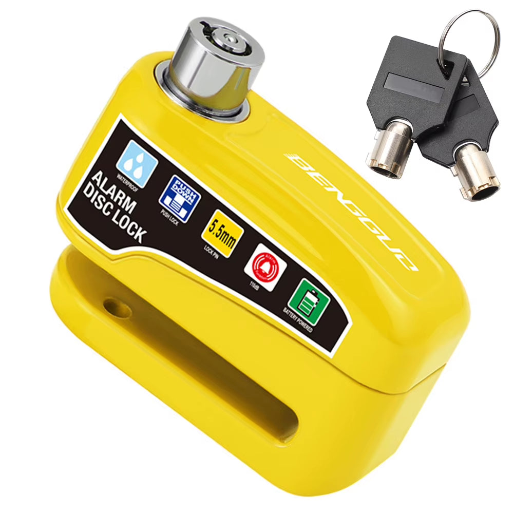 Bicycle Alarm Disc Brake Electric Lock with Keys Motorcycle Alarm Brake Rotor Padlock Aluminum Alloy for Bicycle Motor Scooter