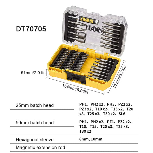 40 Piece Impact Screwdriver Bit Set with Tough Case Fits Tstak Caddy Drill Driver Bits Set Accessories DT70705