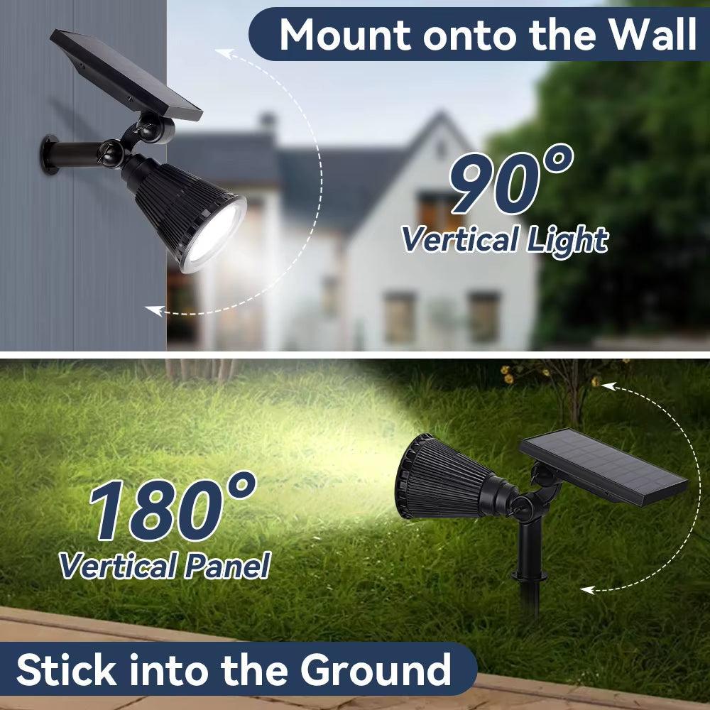 Outdoor Solar Spotlights Waterproof Tree Lighting Home Garden Solar Light Exterior Decor LED Lawn Spike Lamps for Courtyard Path