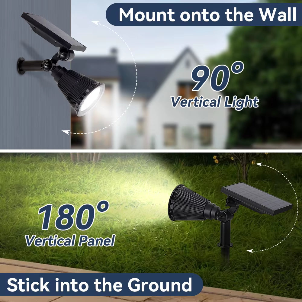 Outdoor Solar Spotlights Waterproof Tree Lighting Home Garden Solar Light Exterior Decor LED Lawn Spike Lamps for Courtyard Path