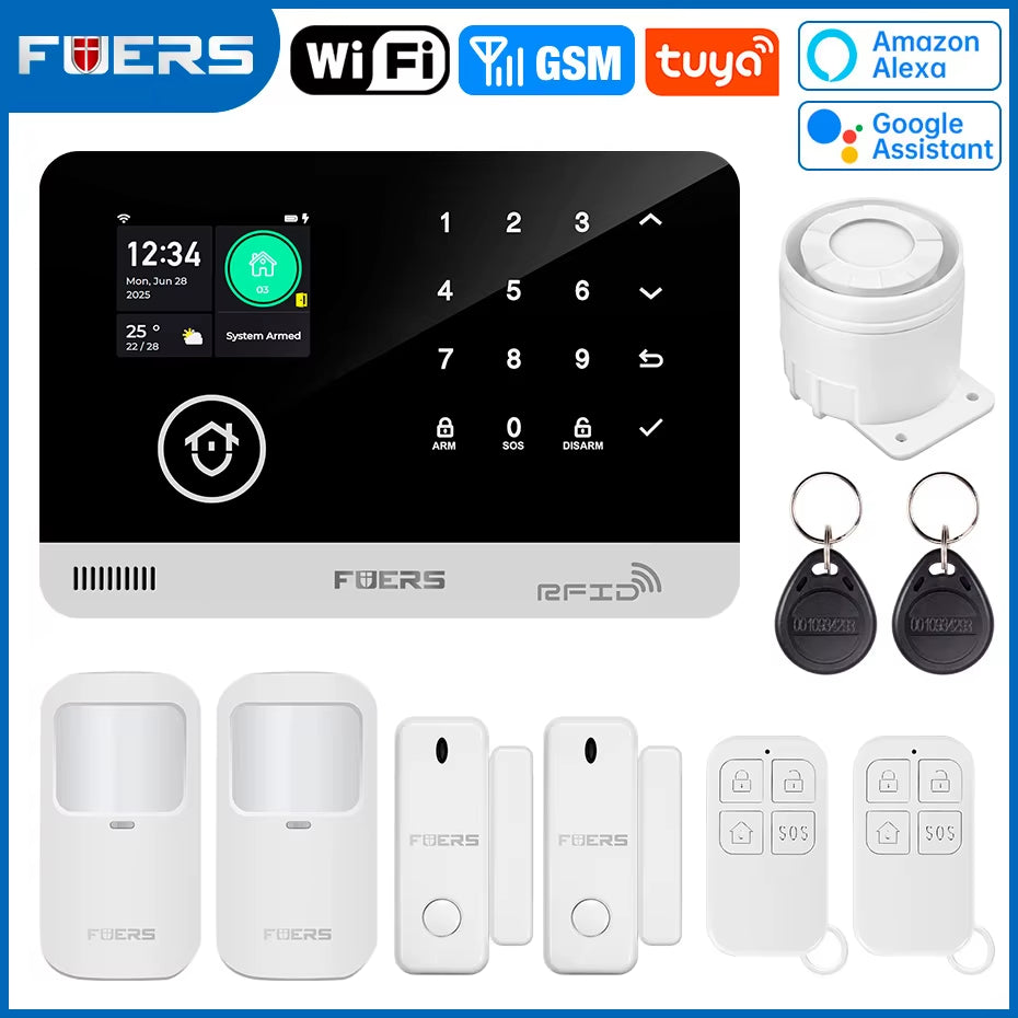Alarm System for Home WIFI GSM Security Alarm Host Ant-Theft with Door Motion Sensor Tuya Smart App Control Work Alexa