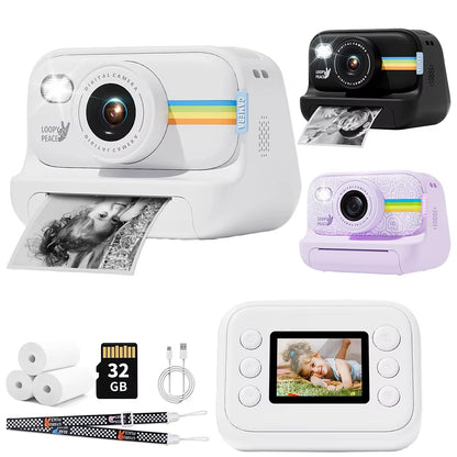 Kids Instant Print Camera HD Lens 2.0 Inch Screen Zoom with 32GB Child Birthday Festival Gifts Travel Selfie Digital Camera Toys
