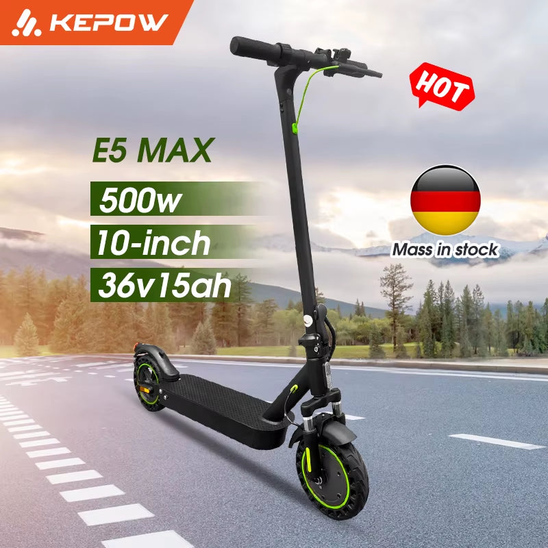 E Scooter for Adults 500W Motor 35Km/H 45KM 10" Honeycomb Tires Dual Suspension Comfortable Electric Kick Scooter E5MAX