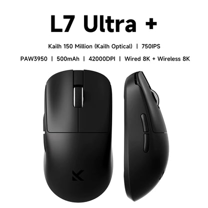 L7 Wireless Gaming Mouse L7 Ultra PAW3395 26K Sensor Dual 8K Polling 39G Ultra-Lightweight2.4Ghz Rf/Bt/Wired Tri-Mode