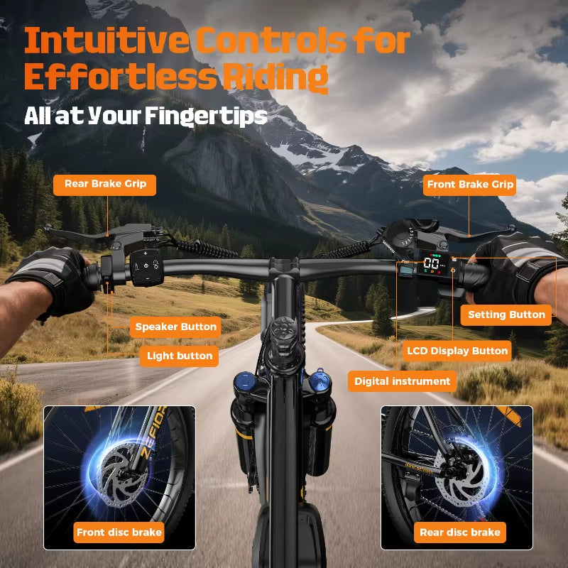 1000W 2000W Ebike,48V Aluminum Alloy 26 Inch Electric Bicycle,For Both Men Women in Mountainous Areas Cycling Electric Bike